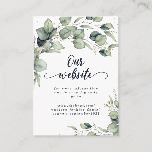 Elegant Eucalyptus Leaves Wedding Informatiekaartje (Voorkant)