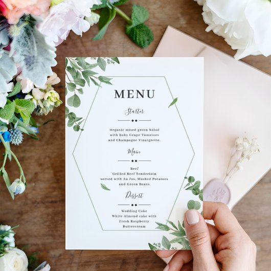 Elegant Eucalyptus Leaves Wedding Menu