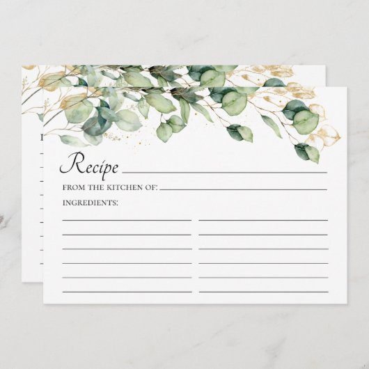Elegant Eucalyptus Leaves Wedding Recipe Programmakaart (Voorkant / Achterkant)
