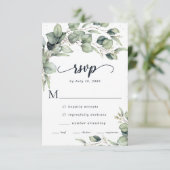 Elegant Eucalyptus Leaves Wedding RSVP Kaartje (Staand voorkant)