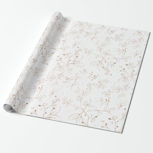 Elegant Eucalyptus leest Faux Gold Cadeaupapier (Uitgerold)