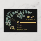 Elegant Eucalyptus leest Faux Gold RSVP-behuizing Informatiekaartje (Voorkant)