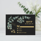 Elegant Eucalyptus leest Faux Gold RSVP-behuizing Informatiekaartje (Staand voorkant)