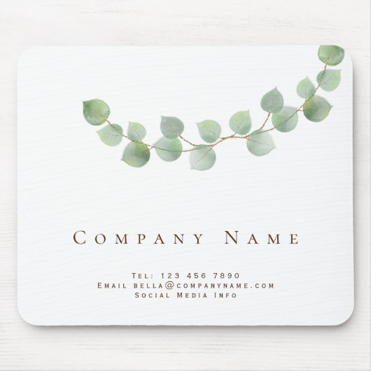 Elegant Eucalyptus leest Feminine Business Name Muismat (Voorkant)