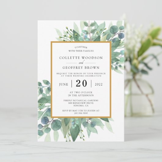 Elegant Eucalyptus leveert gouden grens Kaart (Staand voorkant)