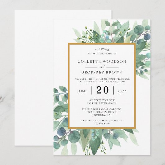 Elegant Eucalyptus leveert gouden grens Kaart (Voorkant / Achterkant)