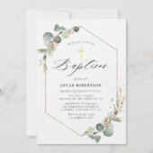 Elegant eucalyptus lijst baptisme kaart (Voorkant)