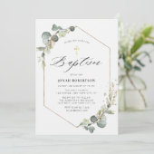 Elegant eucalyptus lijst baptisme kaart (Staand voorkant)