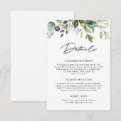 Elegant Eucalyptus Loof Modern Script Huwelijk Informatiekaartje (Voorkant / Achterkant)