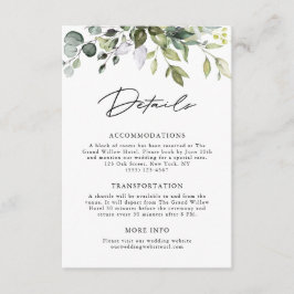 Elegant Eucalyptus Loof Modern Script Huwelijk Informatiekaartje