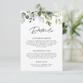 Elegant Eucalyptus Loof Modern Script Huwelijk Informatiekaartje (Staand voorkant)