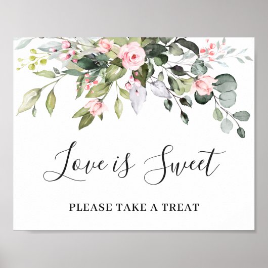 Elegant Eucalyptus Love is Sweet Wedding Sign Poster (Voorkant)