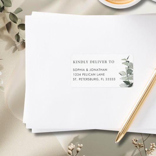 Elegant Eucalyptus Mailing Label voor Trouwen RSVP