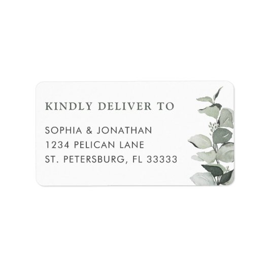 Elegant Eucalyptus Mailing Label voor Trouwen RSVP (Voorkant)