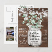 Elegant Eucalyptus Mason Jar AFSTUDEERDER Fotouitn Briefkaart (Voorkant / Achterkant)