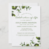 Elegant Eucalyptus Memorial Celebration of Life Kaart (Voorkant)