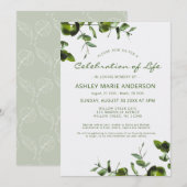 Elegant Eucalyptus Memorial Celebration of Life Kaart (Voorkant / Achterkant)