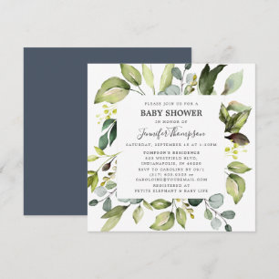 Elegant Eucalyptus met Grieks Baby shower Kaart