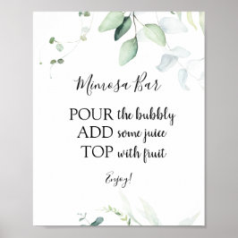 Elegant Eucalyptus Mimosa Bar Drink Bord Poster