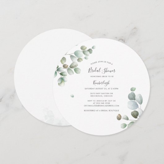 Elegant Eucalyptus Minimalistisch Vrijgezellenfees Kaart (Voorkant / Achterkant)