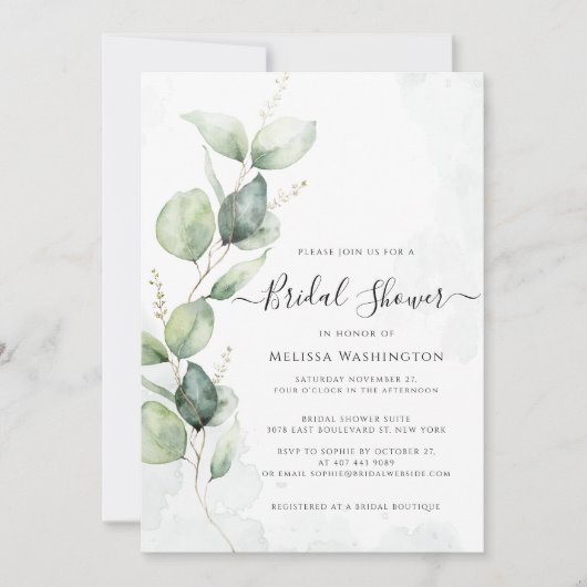 Elegant Eucalyptus Minimalistisch Vrijgezellenfees Kaart (Voorkant)