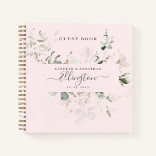 Elegant Eucalyptus Modern Script Foto gastboek Notitieboek