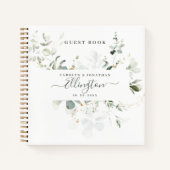 Elegant Eucalyptus Modern script Foto Guest book Notitieboek (Voorkant)