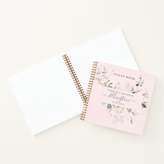 Elegant Eucalyptus Modern script Foto Guest book Notitieboek (Binnen)