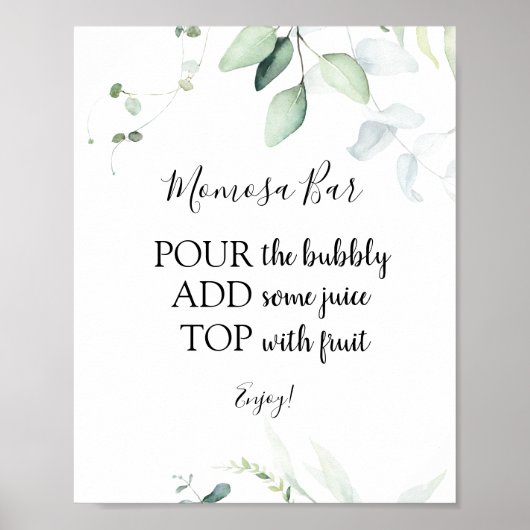 Elegant Eucalyptus Momosa Bar Drink Bord Poster (Voorkant)
