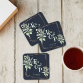 Elegant Eucalyptus Monogram Greenery Wedding Party Kartonnen Onderzetters