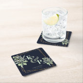 Elegant Eucalyptus Monogram Greenery Wedding Party Kartonnen Onderzetters (Insitu)