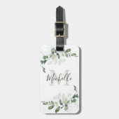 Elegant Eucalyptus Monogram Naam Bagagelabel (Voorkant verticaal)