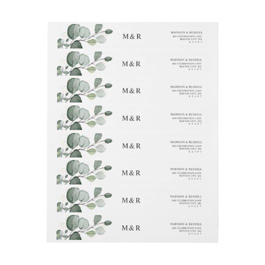 Elegant Eucalyptus Monogram Retouradres (Vel)