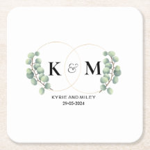 elegant eucalyptus monogram trouwdag