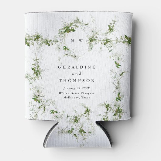 Elegant Eucalyptus Monogram Weddenschap Gift Blikjeskoeler (Voorkant)