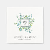 Elegant Eucalyptus Monogram Weddenschap Servet (Voorkant)