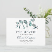 Elegant Eucalyptus Moving Announding Kaarten (Staand voorkant)