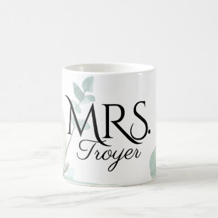 Elegant Eucalyptus Mrs Bride Custom Wedding Koffiemok