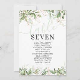 Elegant Eucalyptus Name Seating Table Numbers Kaart