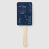 Elegant Eucalyptus Navy Blue Wedding Program Handwaaier (Voorkant)