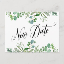 Elegant Eucalyptus New Date Postponed Weddenschap Briefkaart