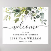 Elegant Eucalyptus OEFEN DINER Welkomstbord Poster (Voorkant)