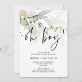 Elegant Eucalyptus Oh Boy Baby shower Party Kaart (Voorkant)