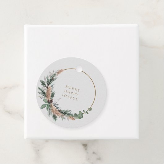 Elegant Eucalyptus Pampas Grass kerstmis Bedankjes Labels (In situ)