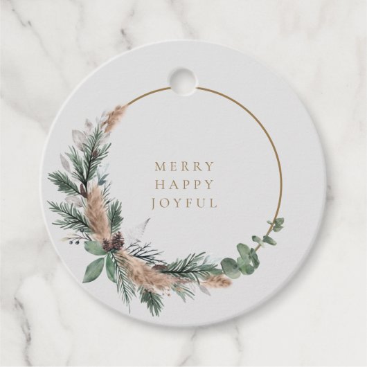 Elegant Eucalyptus Pampas Grass kerstmis Bedankjes Labels (Voorkant)