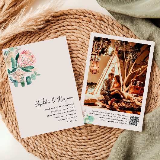 Elegant Eucalyptus Pampas Grass Protea Photo Kaart