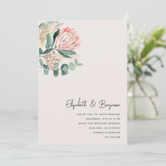 Elegant Eucalyptus Pampas Grass Protea Photo Kaart (Staand voorkant)