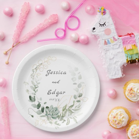 elegant eucalyptus papieren bordje (Feest)