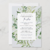 Elegant Eucalyptus Parents Dusty Blue Wedding Inv Kaart (Voorkant)