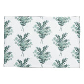Elegant Eucalyptus Patroon Wit Groen Standaard Kussensloop (Achterkant-Links)